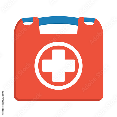 First aid kit box flat vector object