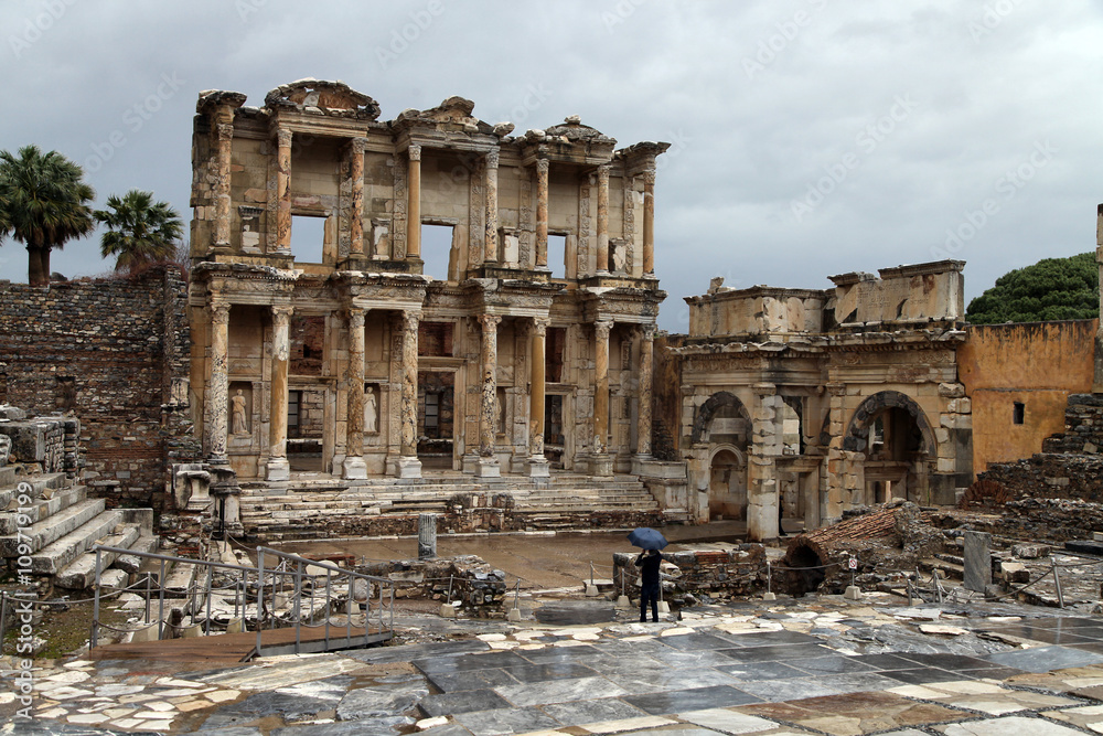 The library of Celsus is an ancient Roman building in Ephesus, Anatolia, now part of Selcuk, Turkey.