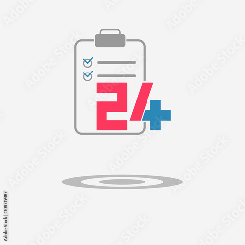 Twenty four available medical help icon. Checkup