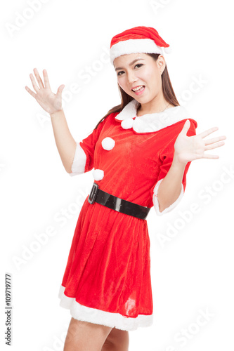 Asian Christmas girl with Santa Claus clothes