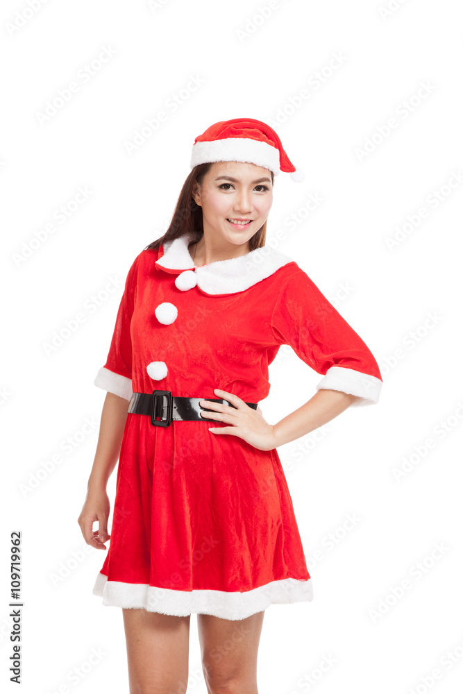 Asian Christmas girl with Santa Claus clothes Asian Christmas girl with Santa Claus clothes