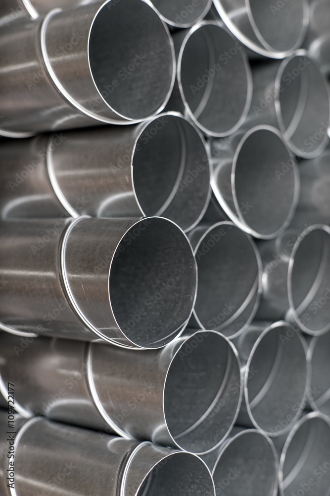 Ventilation metal pipes. Galvanized iron pipes. Ventilation metal pipes. Galvanized iron pipes.