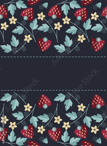 Wallpaper Mural Frame design with strawberries, leaves and flowers isolated on b Torontodigital.ca