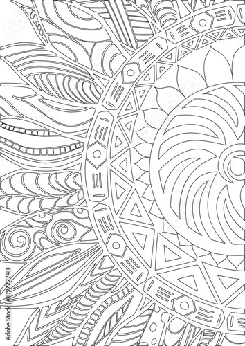 Fototapeta Naklejka Na Ścianę i Meble -  Hand drawn zentangle sunflower ornaments for antistress coloring book