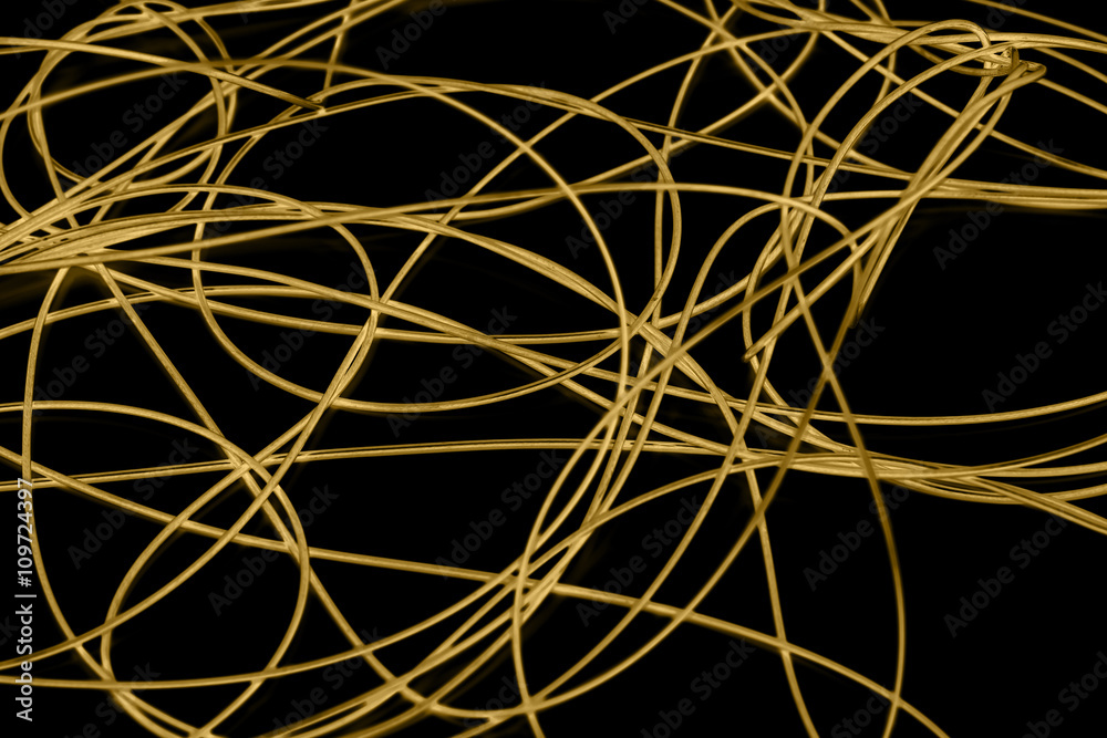 yellow cable on the black background. The inversion yellow cable on the black background. The inversion