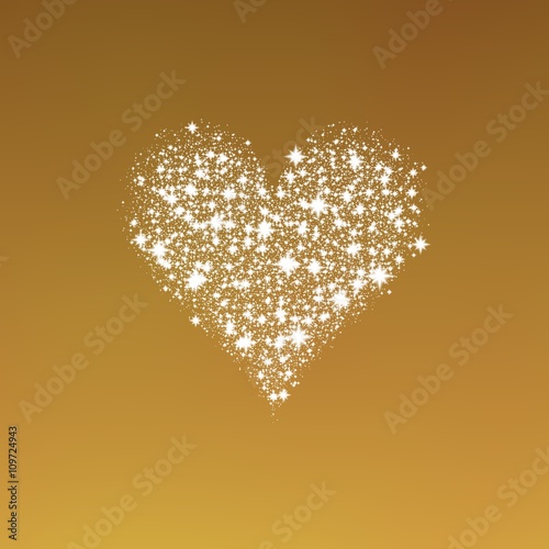 Glittering stars or snowflakes in shiny shape of heart, for Christmas, Valentines Day or any other celebration