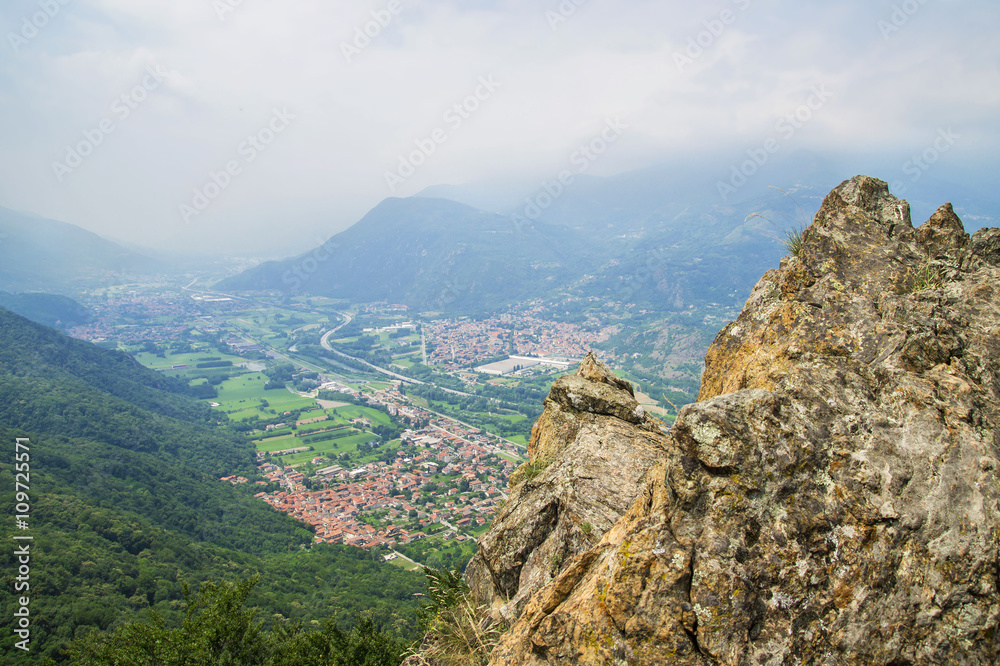 Beautiful landscape on the Mount Pirchiriano,above the San Pietro village,near Sacra di San Michele (Saint Michael's Abbey),religious complex in Piedmont, northern Italy. Beautiful landscape on the Mount Pirchiriano,above the San Pietro village,near Sacra di San Michele (Saint Michael's Abbey),religious complex in Piedmont, northern Italy.