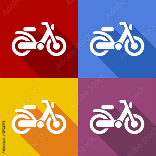 Icono plano ciclomotor con sombra en varios colores