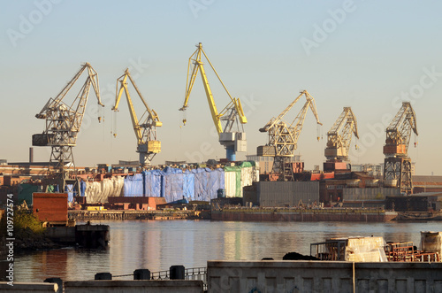 Tower cranes at the port. © borroko72