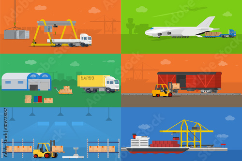 Logistics warehouse freight cargo transportation.