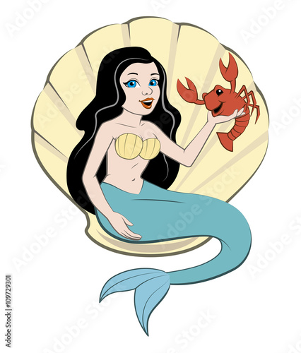 Bilde på lerret Mermaid on a shell