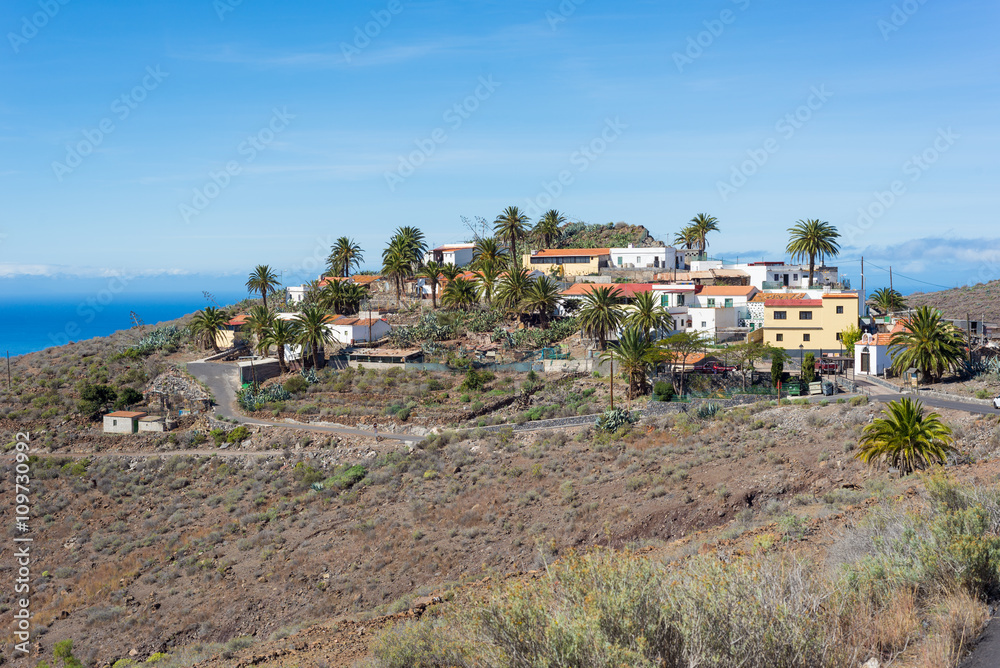 The hamlet Arguayoda in the southwest of the island Gomera. The settlement, located at the hillside of a rock, is close the village La Dama known from agriculture and the canyon Barranco de la Rajita