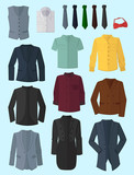 Male jackets, shirts and ties