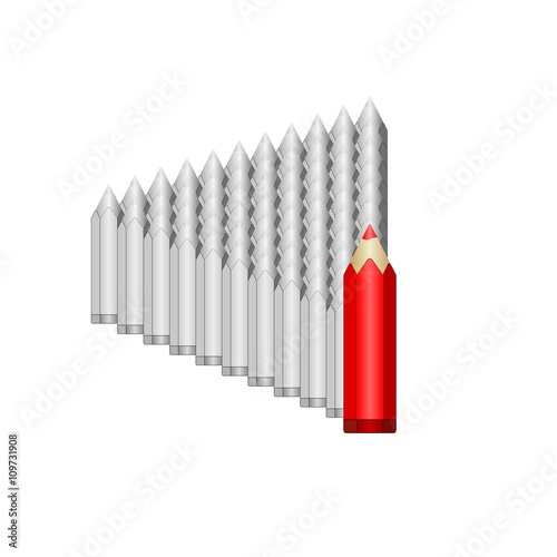 Big red pencil leads gray. Vector EPS10