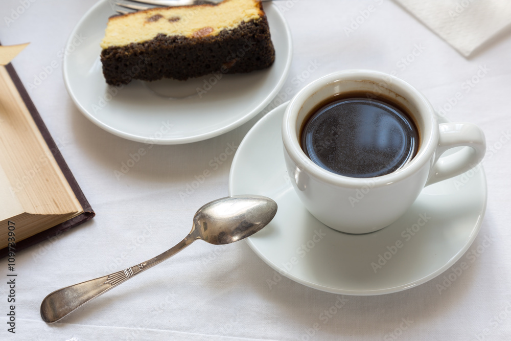 Morning coffee with cheesecake Morning coffee with cheesecake