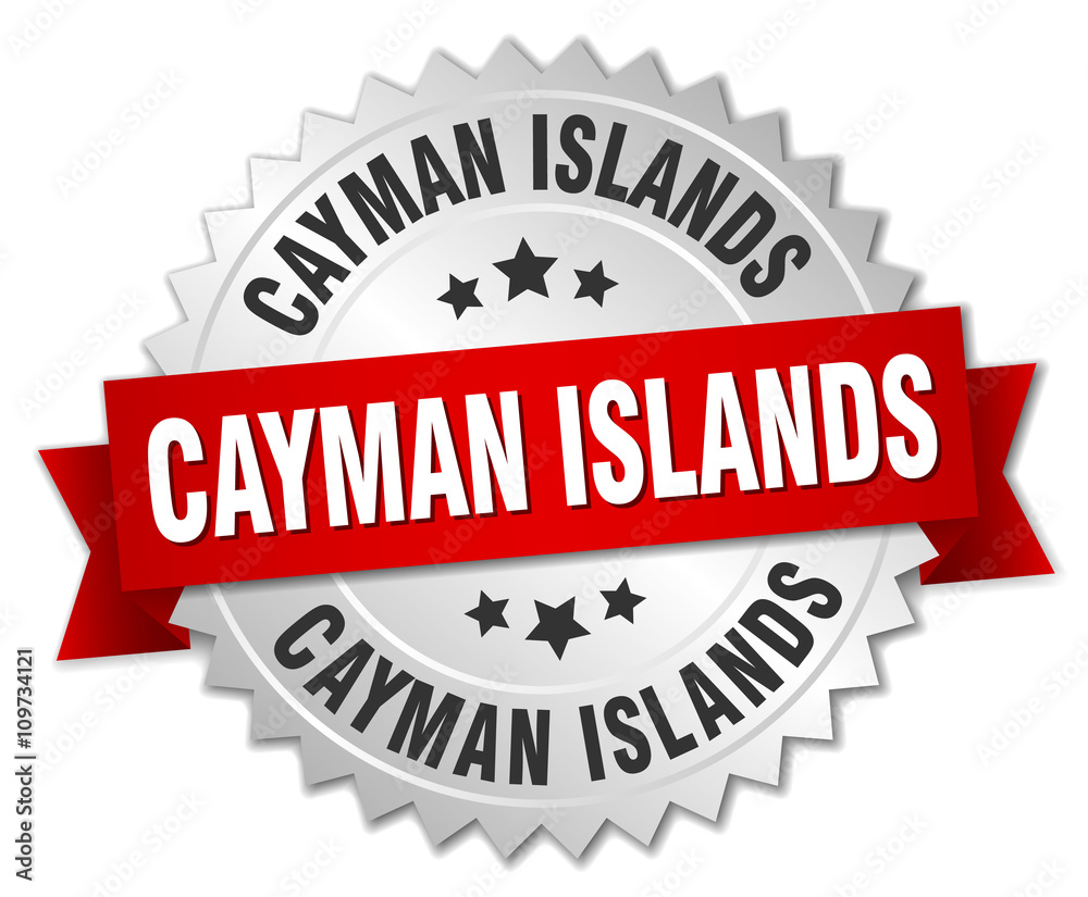 Cayman Islands round silver badge with red ribbon Cayman Islands round silver badge with red ribbon