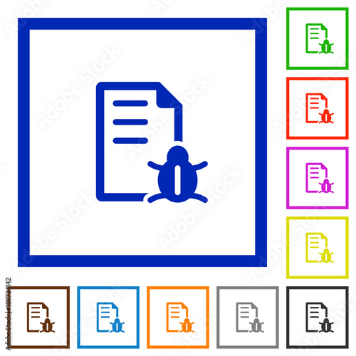 Bug report framed flat icons