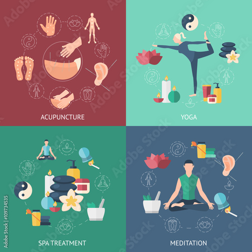 Acupuncture Composition Icon Set