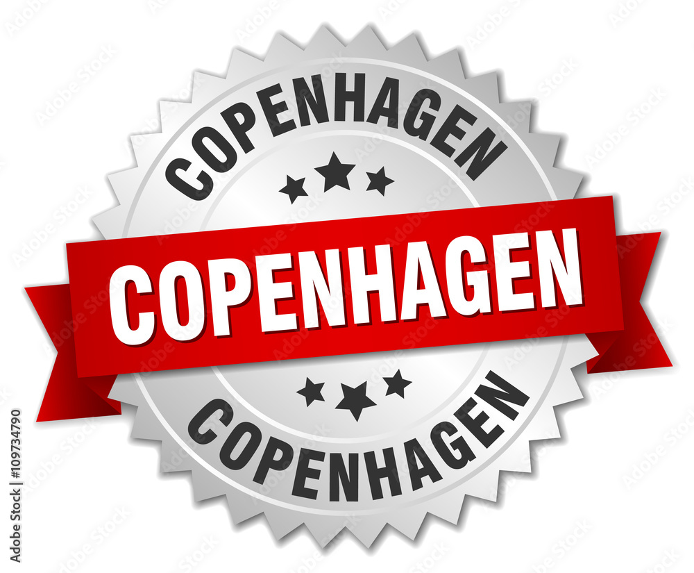Copenhagen round silver badge with red ribbon Copenhagen round silver badge with red ribbon