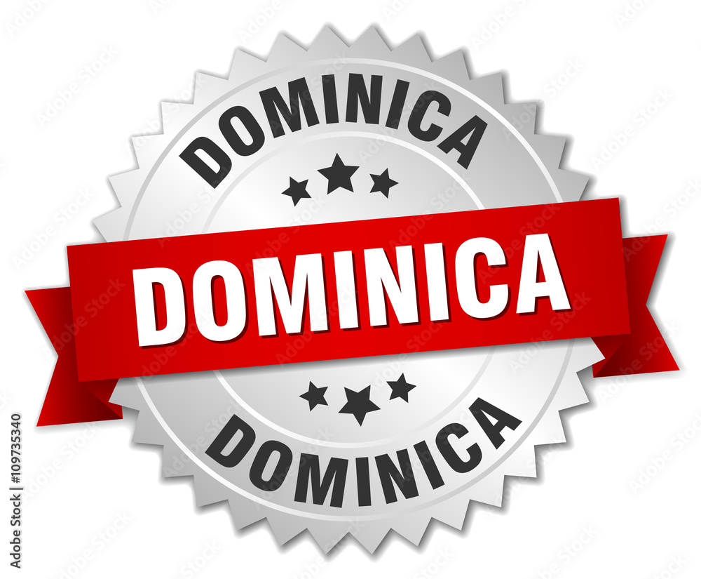 Dominica round silver badge with red ribbon Dominica round silver badge with red ribbon