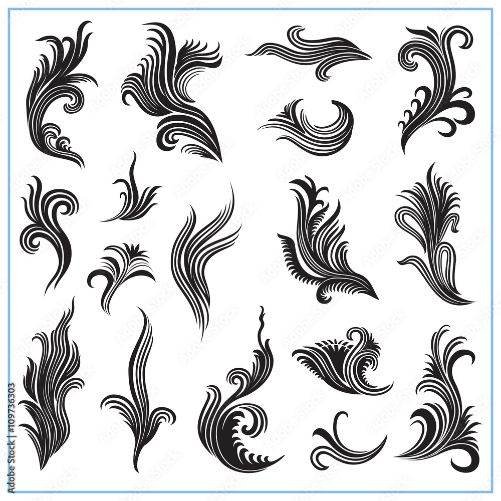 Fototapeta premium Abstract decorative plants Set 1