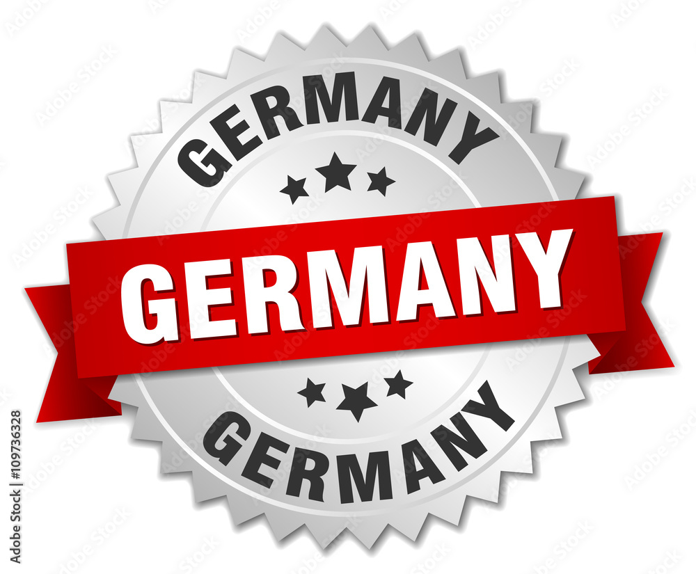 Germany round silver badge with red ribbon Germany round silver badge with red ribbon