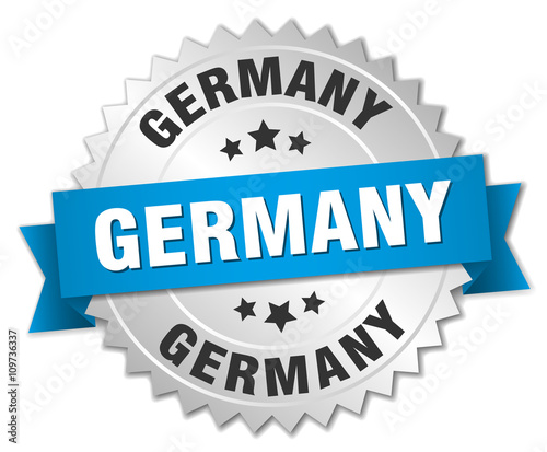 Germany round silver badge with blue ribbon