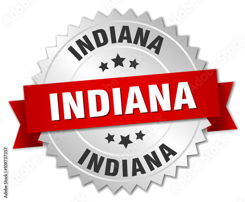 Indiana  round silver badge with red ribbon