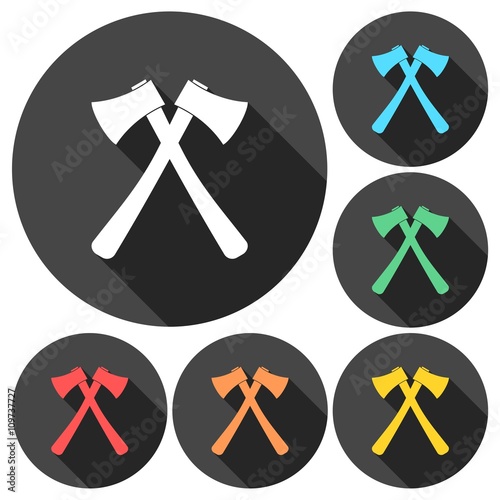 Axe Icons set with long shadow