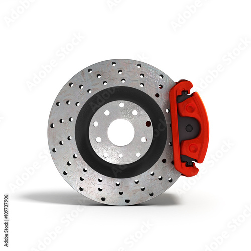 car disc brake isolated on white background 3d illustration