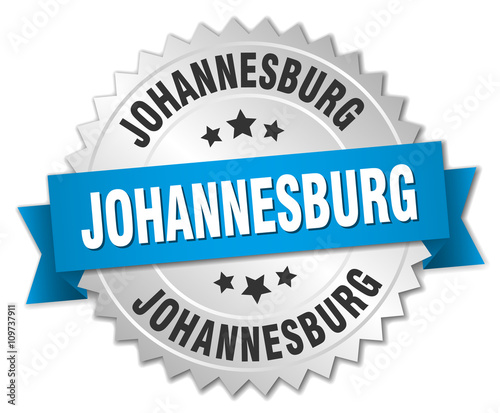 Johannesburg round silver badge with blue ribbon