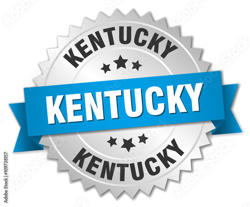 Kentucky round silver badge with blue ribbon
