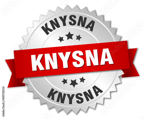 Knysna round silver badge with red ribbon