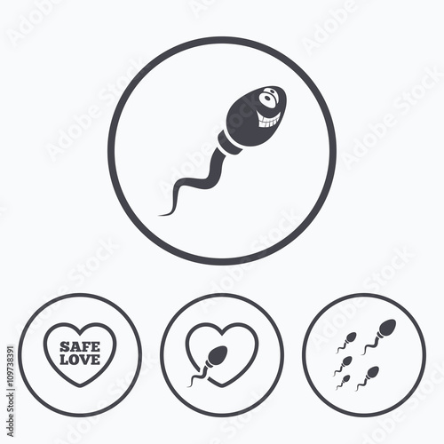 Sperm icons. Fertilization or insemination signs