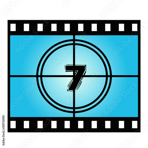 Film Screen Countdown Number Seven. Vector Movie Illustration