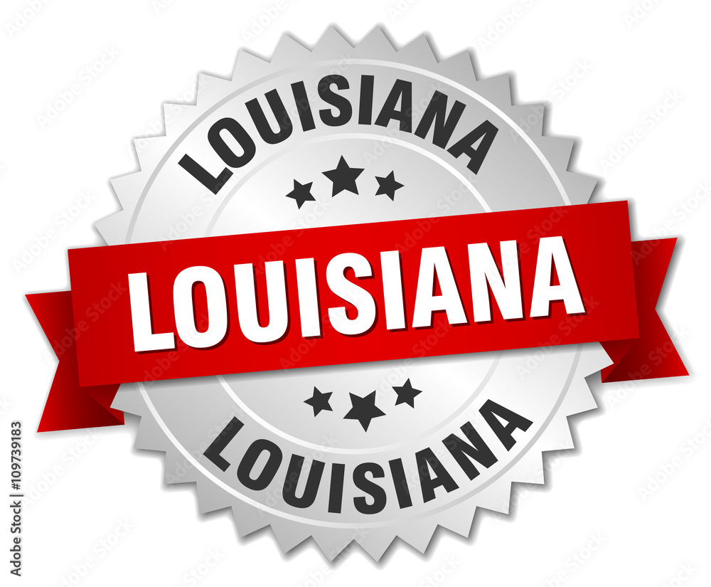 Louisiana round silver badge with red ribbon Louisiana round silver badge with red ribbon