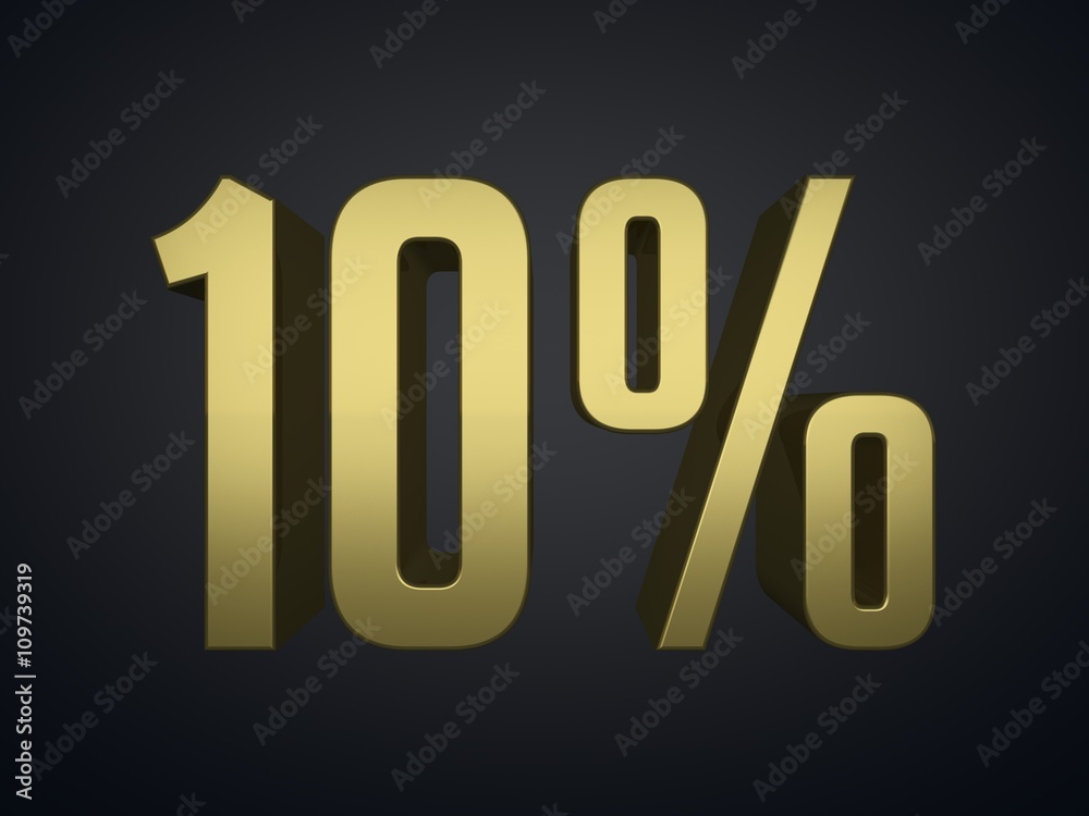10 percent 3d render symbol 10 percent 3d render symbol