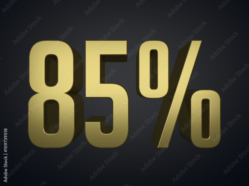 85 percent 3d render symbol 85 percent 3d render symbol