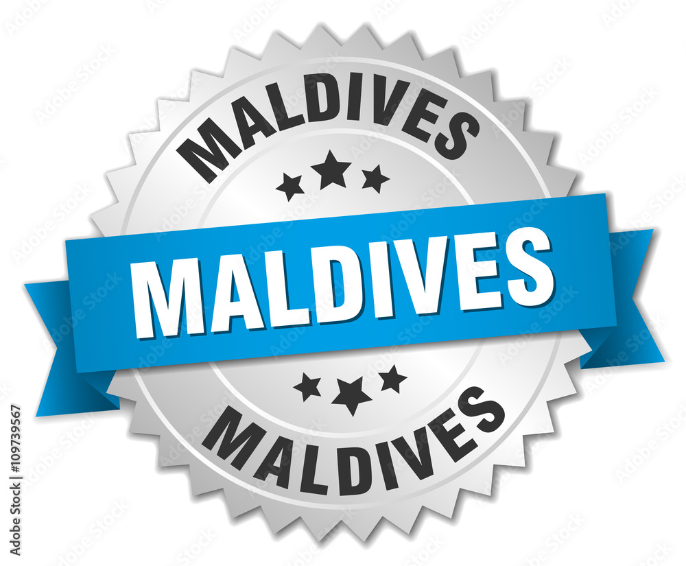 Maldives round silver badge with blue ribbon Maldives round silver badge with blue ribbon