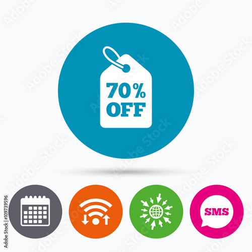 70 percent sale price tag sign icon.
