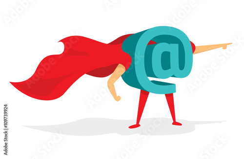 Commercial At sign or technology super hero with cape