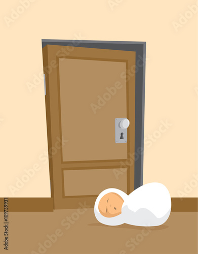 Newborn baby abandoned at open doorway