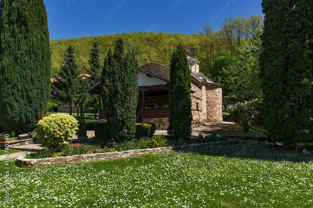 Spring landscape with Church of Temski monastery St. George, Pirot Region, Republic of Serbia Spring landscape with Church of Temski monastery St. George, Pirot Region, Republic of Serbia