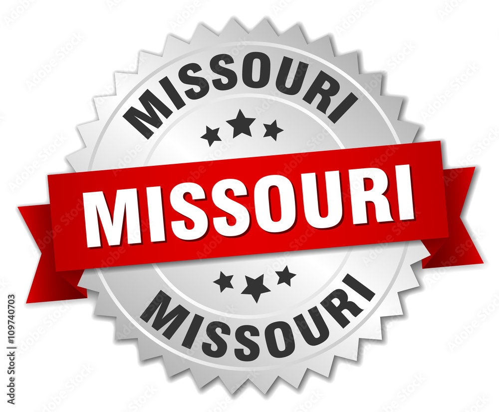 Missouri round silver badge with red ribbon Missouri round silver badge with red ribbon