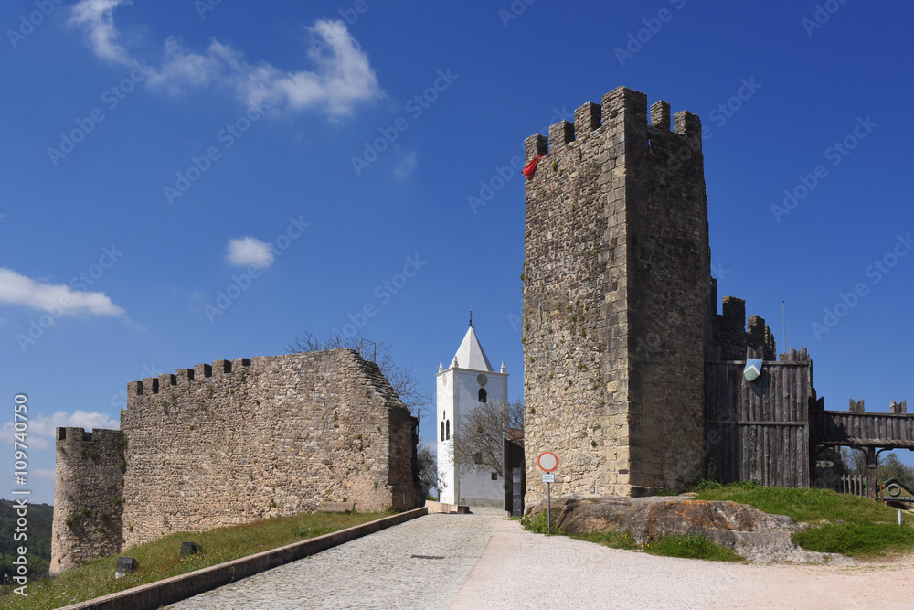 Walls and San Miguel church (15th century),Penela, Beiras region, Portugal