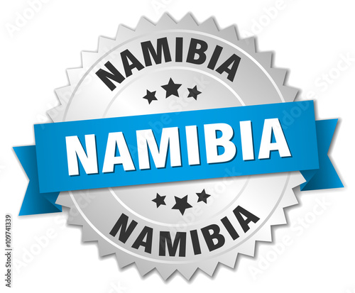 Namibia round silver badge with blue ribbon