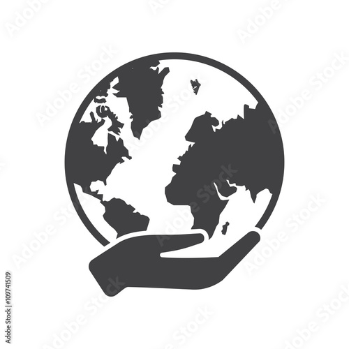 Globe icon with hand