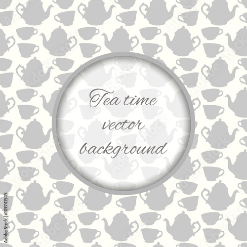 Seamless pattern with decorative cups and teapots