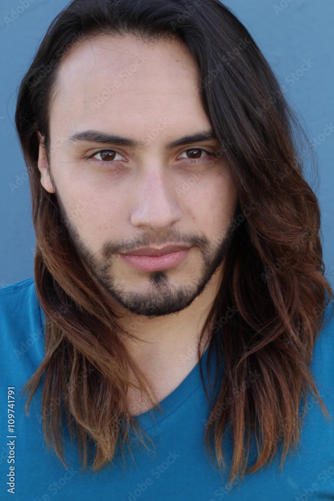 Portrait of young man with long hair Portrait of young man with long hair