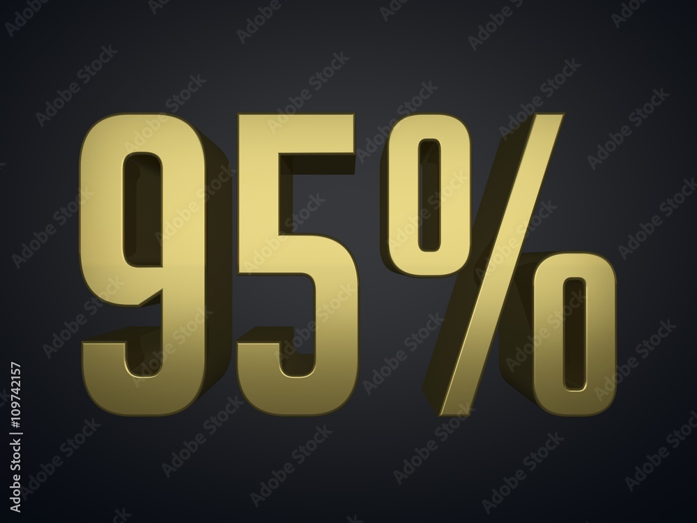 95 percent 3d render symbol 95 percent 3d render symbol